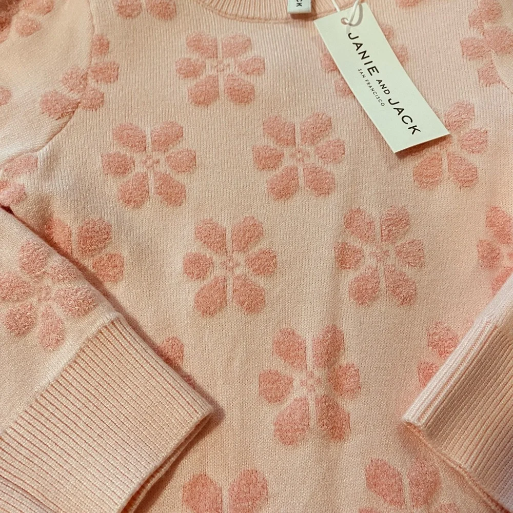 NWT Janie and Jack Pink Floral Knit Sweater Dress 4